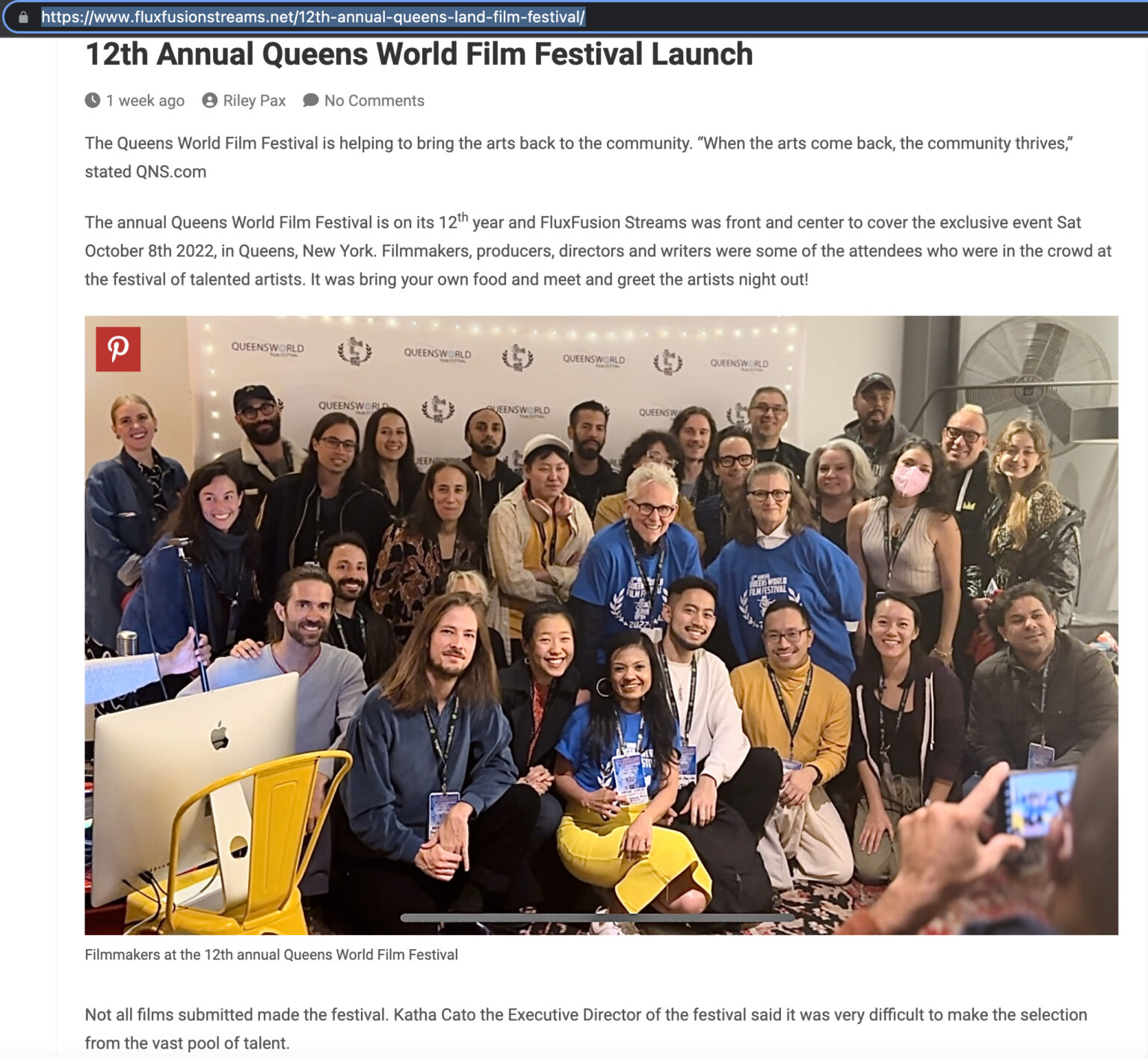 Filmmaker neha lohia with all other filmmakers from New York at the Queens World Film Festival